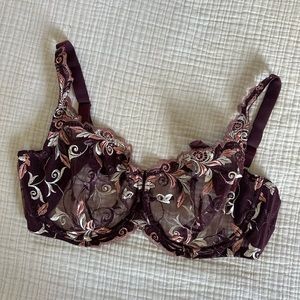 EUC Soma Sensuous Laced Unlined Bra in Fig & Heirloom Rose
